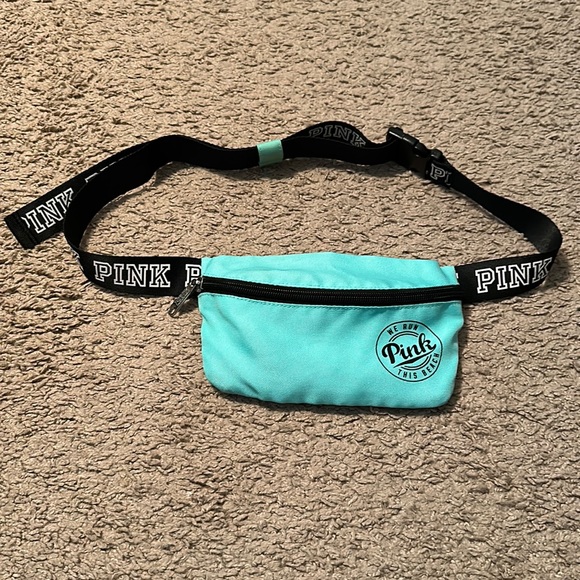 Victoria’s Secret PINK Fanny Pack Belt Bag Mint Aqua adjustable buckle strap - Picture 2 of 12